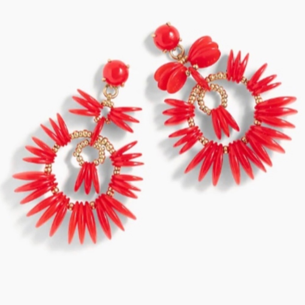 - J.Crew Disc statement earrings Red/Gold